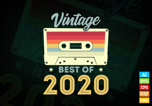 2nd Birthday Best of 2020 Vintage Editable Vector T-shirt design in Ai Svg Printable Files