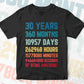 30 Years 360 Months Old Young Men Woman Vintage Birthday Editable Vector T-shirt Design Svg Files
