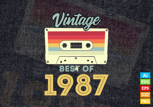 35th Birthday Best of 1987 Vintage Editable Vector T-shirt design in Ai Svg Printable Files