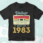 39th Birthday Best of 1983 Vintage Editable Vector T-shirt design in Ai Svg Printable Files