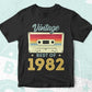 40th Birthday Best of 1982 Vintage Editable Vector T-shirt design in Ai Svg Printable Files