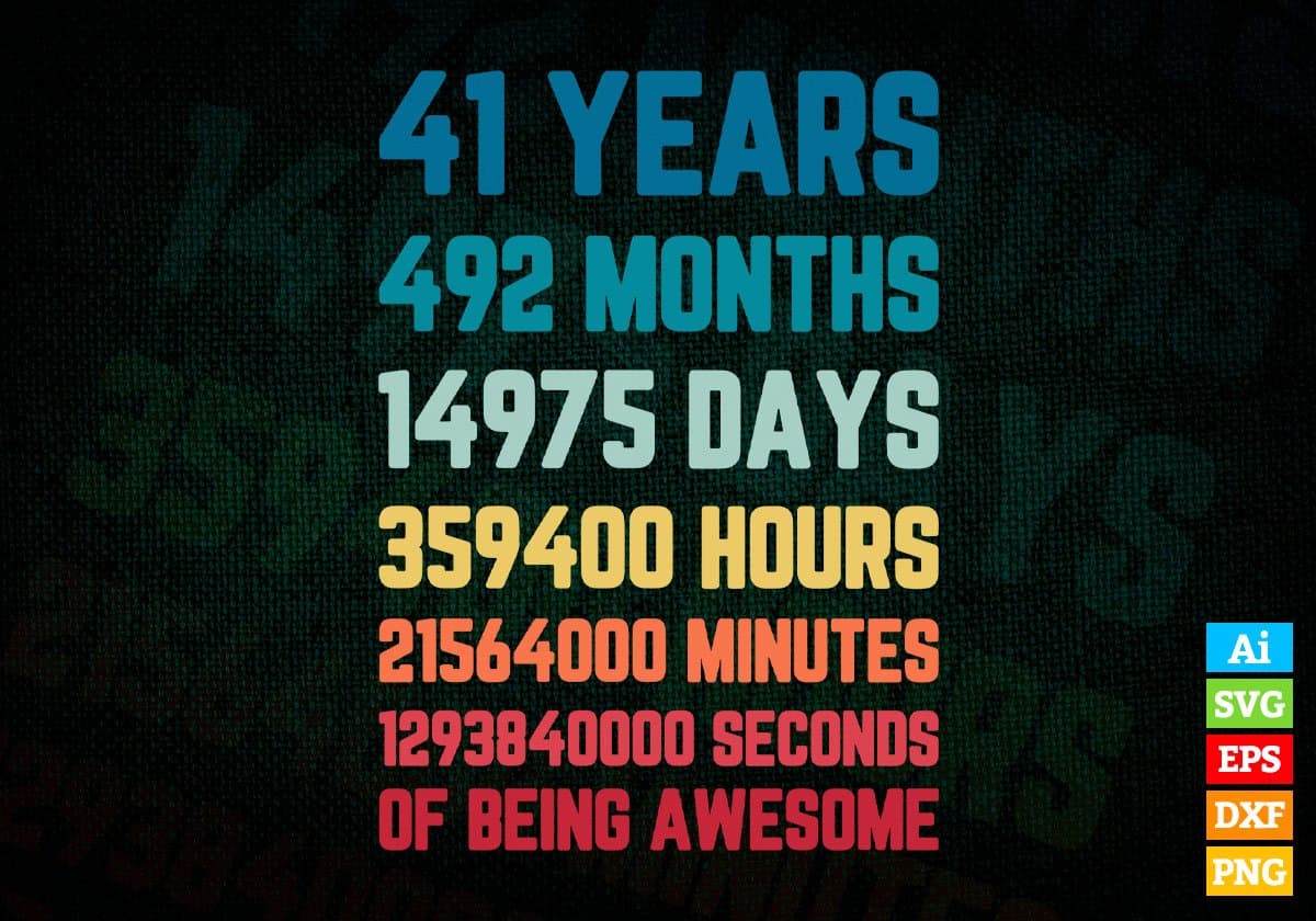 41 Years 492 Months Old Young Men Woman Vintage Birthday Editable Vector T-shirt Design Svg Files