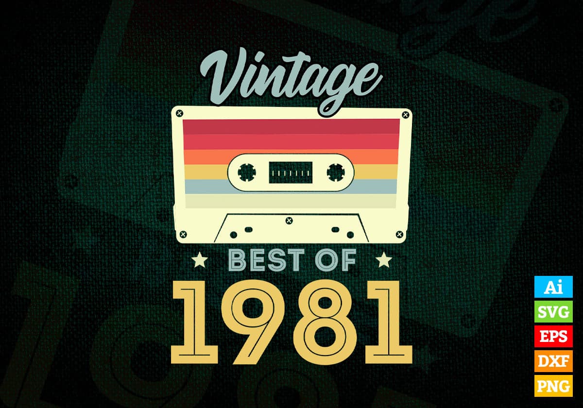 41st Birthday Best of 1981 Vintage Editable Vector T-shirt design in Ai Svg Printable Files
