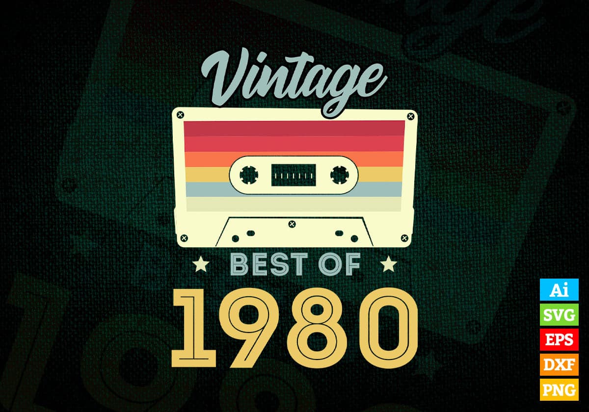 42nd Birthday Best of 1980 Vintage Editable Vector T-shirt design in Ai Svg Printable Files