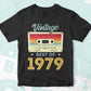 43rd Birthday Best of 1979 Vintage Editable Vector T-shirt design in Ai Svg Printable Files