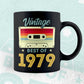 43rd Birthday Best of 1979 Vintage Editable Vector T-shirt design in Ai Svg Printable Files