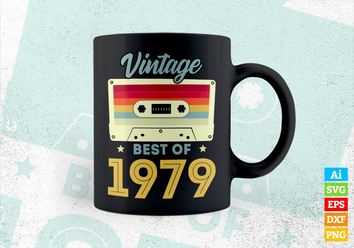 43rd Birthday Best of 1979 Vintage Editable Vector T-shirt design in Ai Svg Printable Files