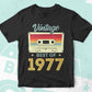45th Birthday Best of 1977 Vintage Editable Vector T-shirt design in Ai Svg Printable Files
