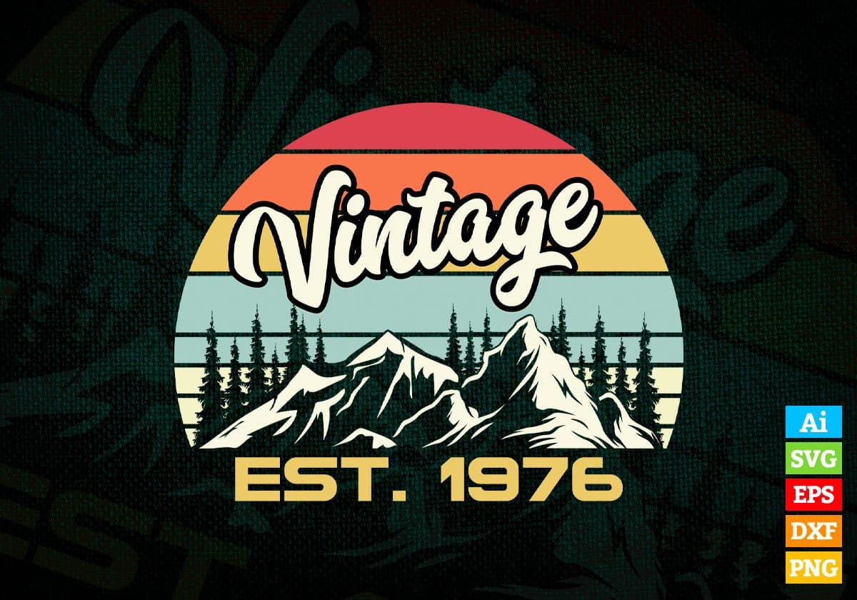 46th Birthday of Mountain Hiking Lovers Outdoor Vintage Editable Vector T-shirt Design in Ai Svg Png Files