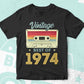 48th Birthday Best of 1974 Vintage Editable Vector T-shirt design in Ai Svg Printable Files