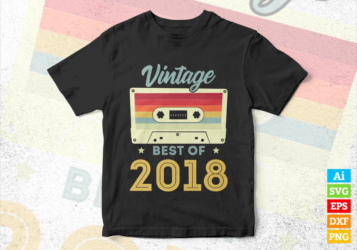 4th Birthday Best of 2018 Vintage Editable Vector T-shirt design in Ai Svg Printable Files