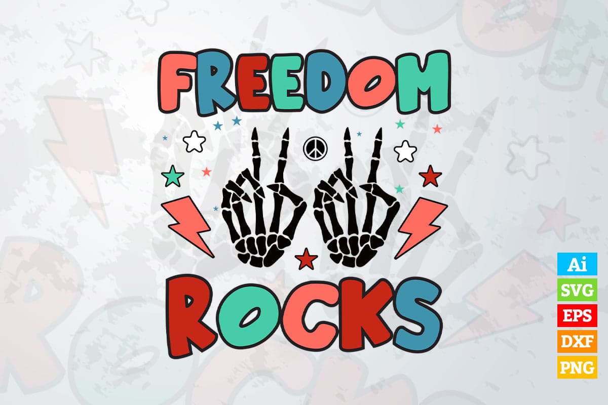 4th of July Freedom Rocks Vintage Retro Vector T shirt Design in Ai Png Svg Files