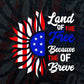4th of July Land Of The Free Because Of The Brave Vector T shirt Design in Ai Png Svg Files.