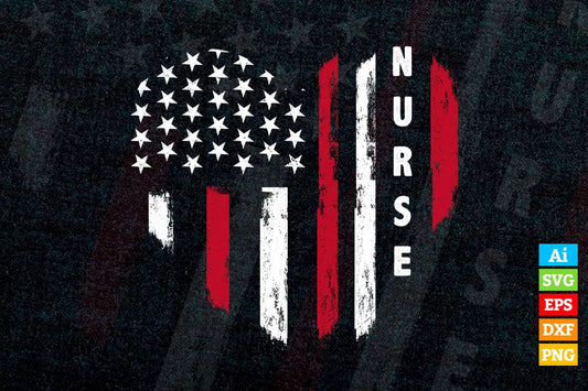 4th of July Nurse Heart Flag Vector T shirt Design in Ai Png Svg Files.