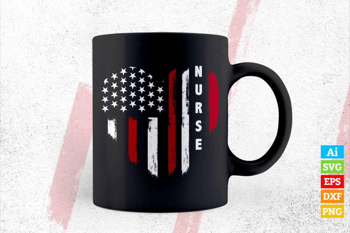 4th of July Nurse Heart Flag Vector T shirt Design in Ai Png Svg Files.