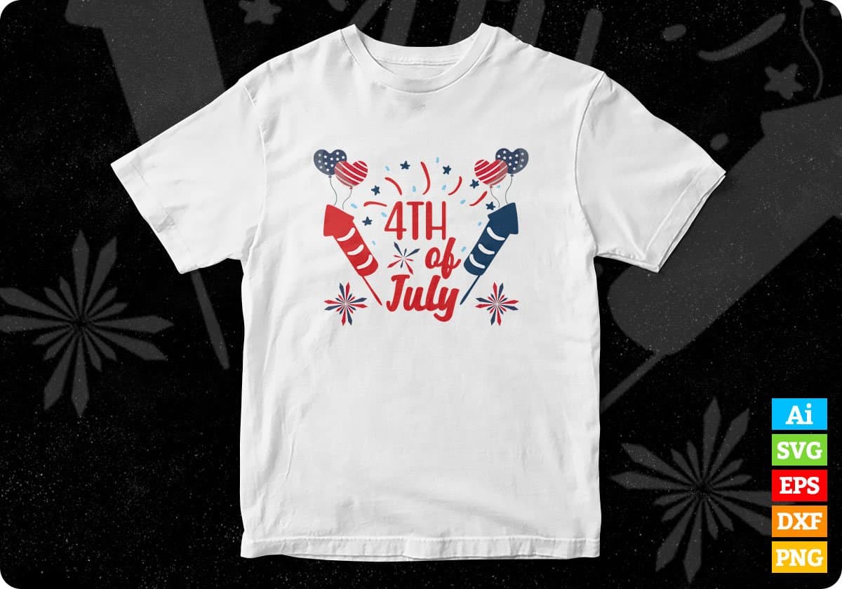 4th of July USA T shirt Design In Svg Png Cutting Printable Files