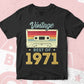 51st Birthday Best of 1971 Vintage Editable Vector T-shirt design in Ai Svg Printable Files
