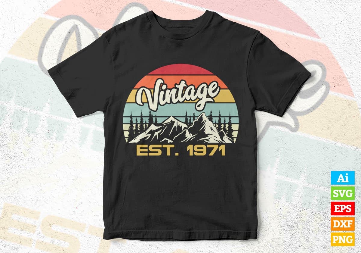 51st Birthday of Mountain Hiking Lovers Outdoor Vintage Editable Vector T-shirt Design in Ai Svg Png Files