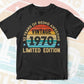 52 Years Of Being Awesome Vintage 1970 Limited Edition 2nd Birthday Editable Vector T-shirt Designs Svg Files