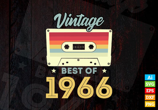 56th Birthday Best of 1966 Vintage Editable Vector T-shirt design in Ai Svg Printable Files