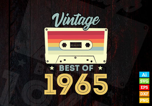 57th Birthday Best of 1965 Vintage Editable Vector T-shirt design in Ai Svg Printable Files