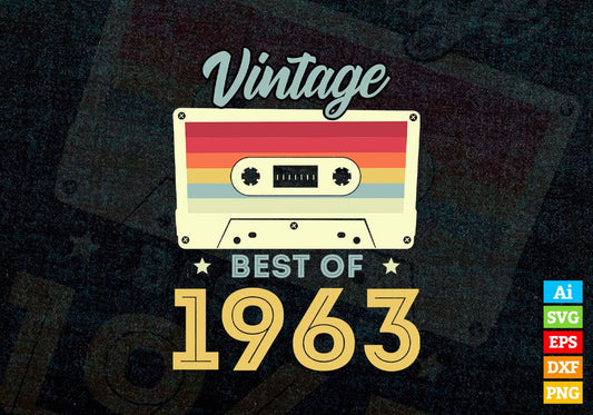 59th Birthday Best of 1963 Vintage Editable Vector T-shirt design in Ai Svg Printable Files