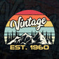 62nd Birthday of Mountain Hiking Lovers Outdoor Vintage Editable Vector T-shirt Design in Ai Svg Png Files