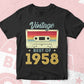 64th Birthday Best of 1958 Vintage Editable Vector T-shirt design in Ai Svg Printable Files