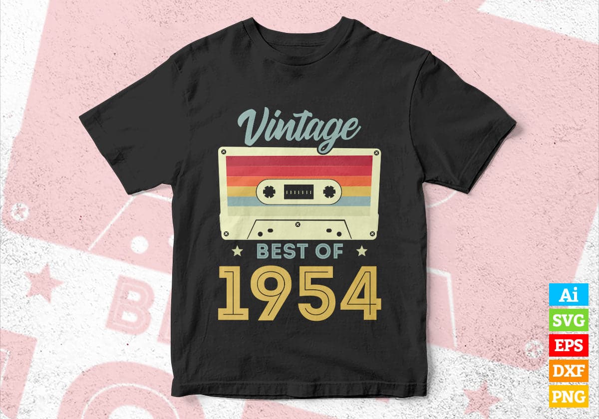 68th Birthday Best of 1954 Vintage Editable Vector T-shirt design in Ai Svg Printable Files