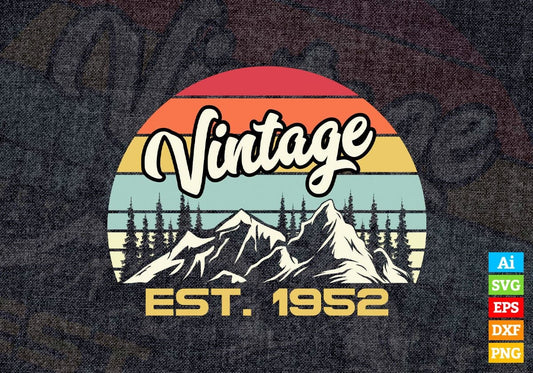 70th Birthday of Mountain Hiking Lovers Outdoor Vintage Editable Vector T-shirt Design in Ai Svg Png Files