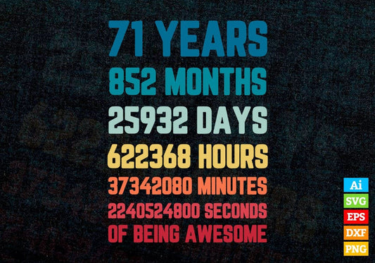 71 Years 852 Months Old Men Vintage Birthday Editable Vector T-shirt Design Svg Files