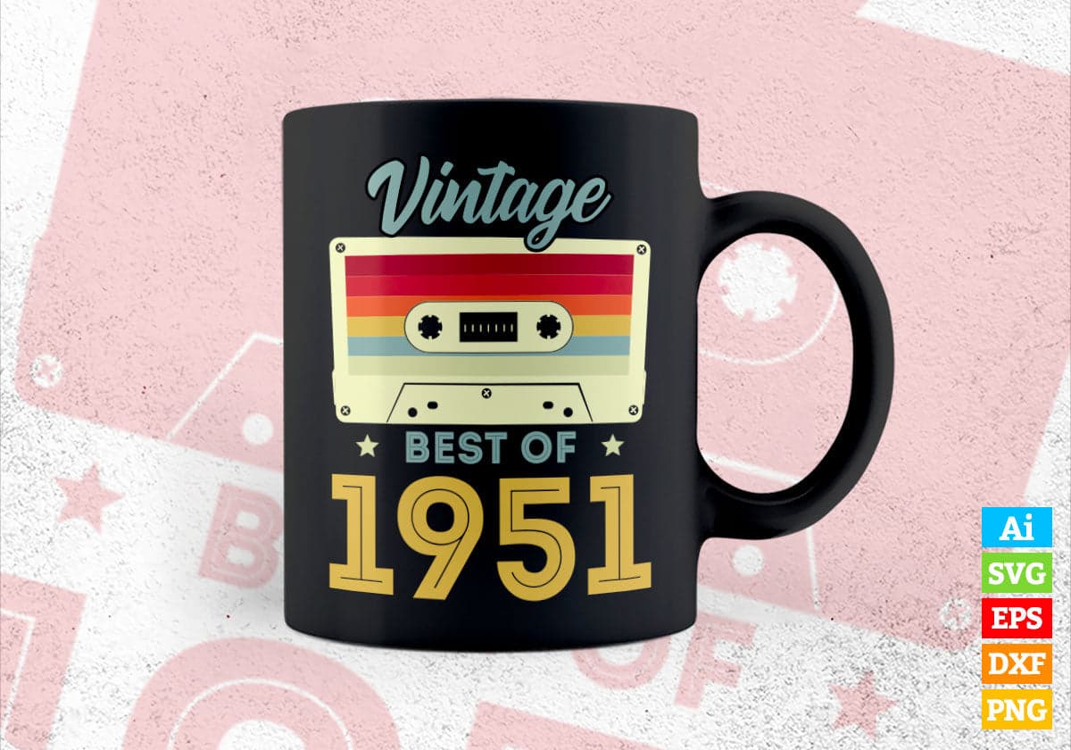 71st Birthday Best of 1951 Vintage Editable Vector T-shirt design in Ai Svg Printable Files