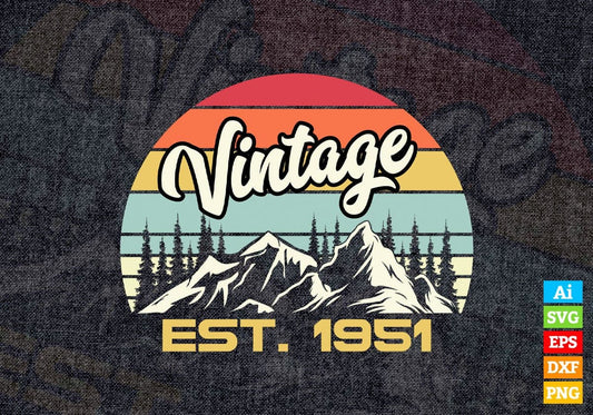 71st Birthday of Mountain Hiking Lovers Outdoor Vintage Editable Vector T-shirt Design in Ai Svg Png Files