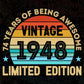 74 Years Of Being Awesome Vintage 1948 Limited Edition 74th Birthday Editable Vector T-shirt Designs Svg Files