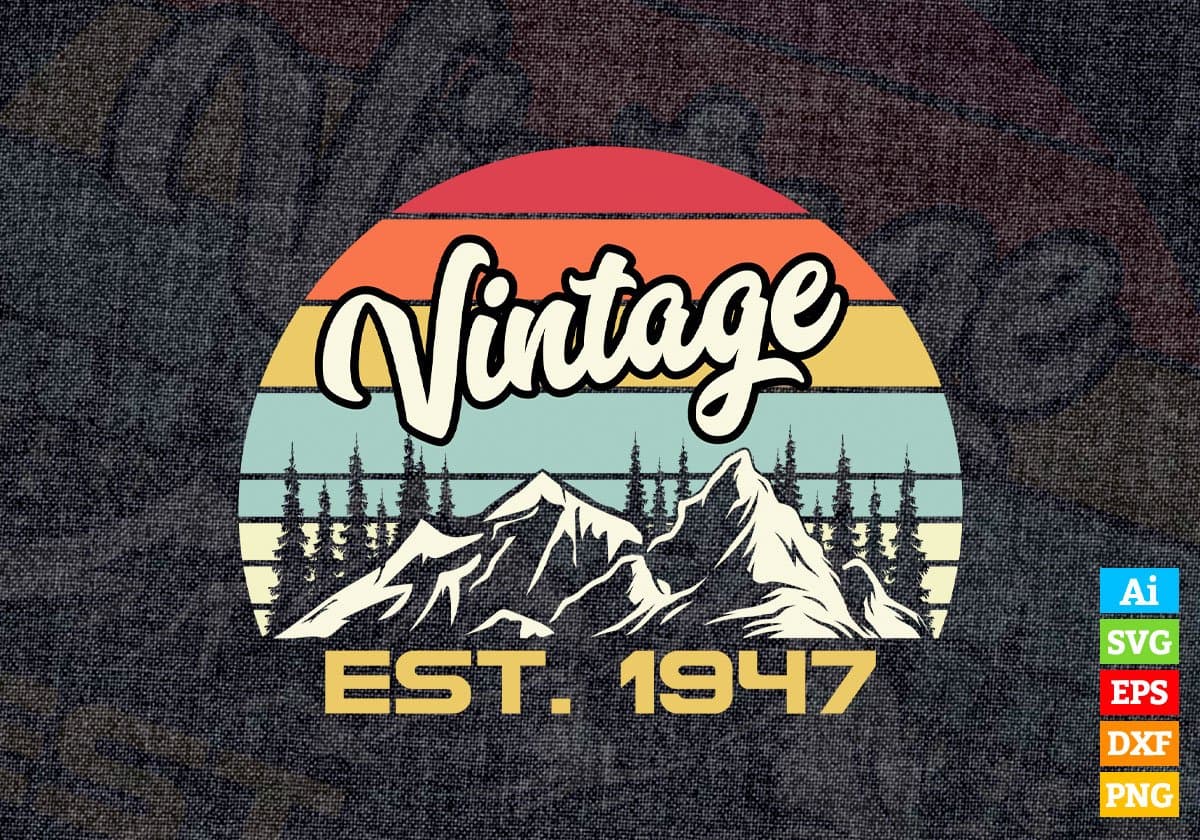 75th Birthday of Mountain Hiking Lovers Outdoor Vintage Editable Vector T-shirt Design in Ai Svg Png Files