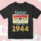 78th Birthday Best of 1944 Vintage Editable Vector T-shirt design in Ai Svg Printable Files