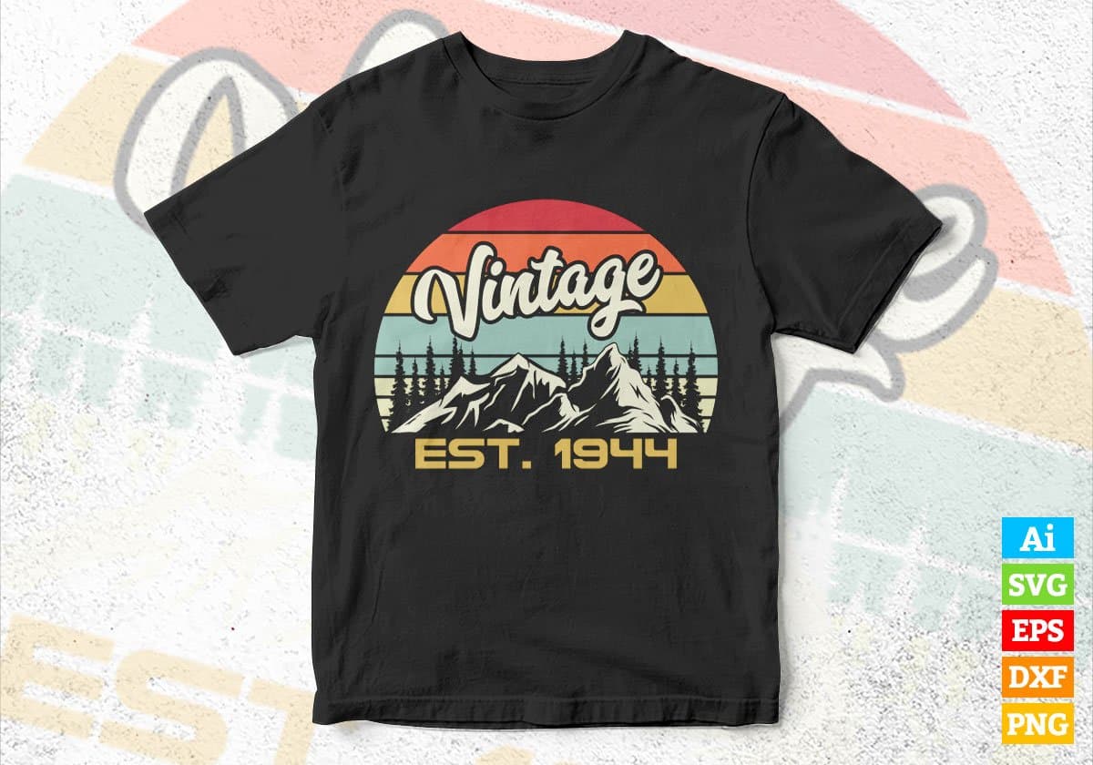 78th Birthday of Mountain Hiking Lovers Outdoor Vintage Editable Vector T-shirt Design in Ai Svg Png Files