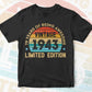 79 Years Of Being Awesome Vintage 1943 Limited Edition 79th Birthday Editable Vector T-shirt Designs Svg Files