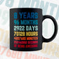 8 Years 96 Months Old Kids Vintage Birthday Editable Vector T-shirt Design Svg Files