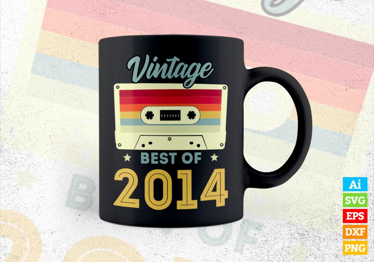 8th Birthday Best of 2014 Vintage Editable Vector T-shirt design in Ai Svg Printable Files