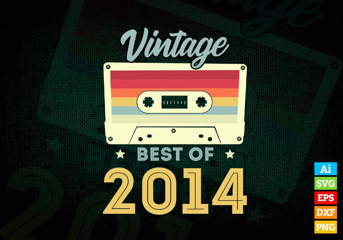 8th Birthday Best of 2014 Vintage Editable Vector T-shirt design in Ai Svg Printable Files
