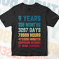 9 Years 108 Months Old Kids Vintage Birthday Editable Vector T-shirt Design Svg Files