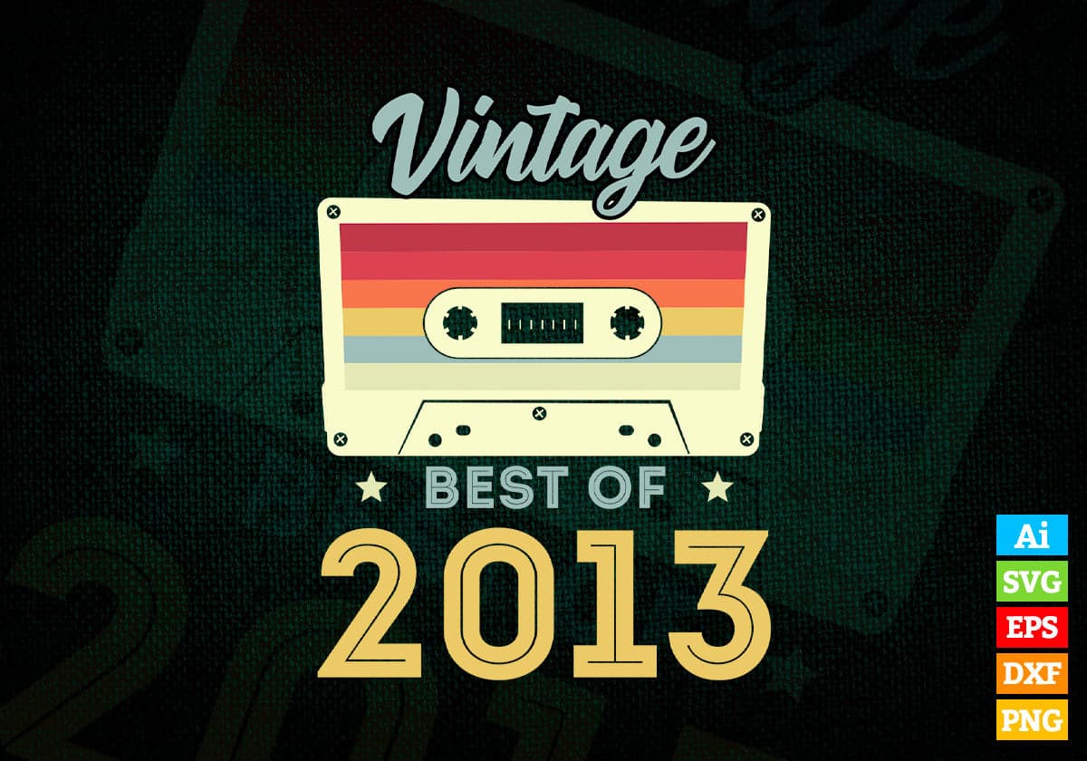 9th Birthday Best of 2013 Vintage Editable Vector T-shirt design in Ai Svg Printable Files