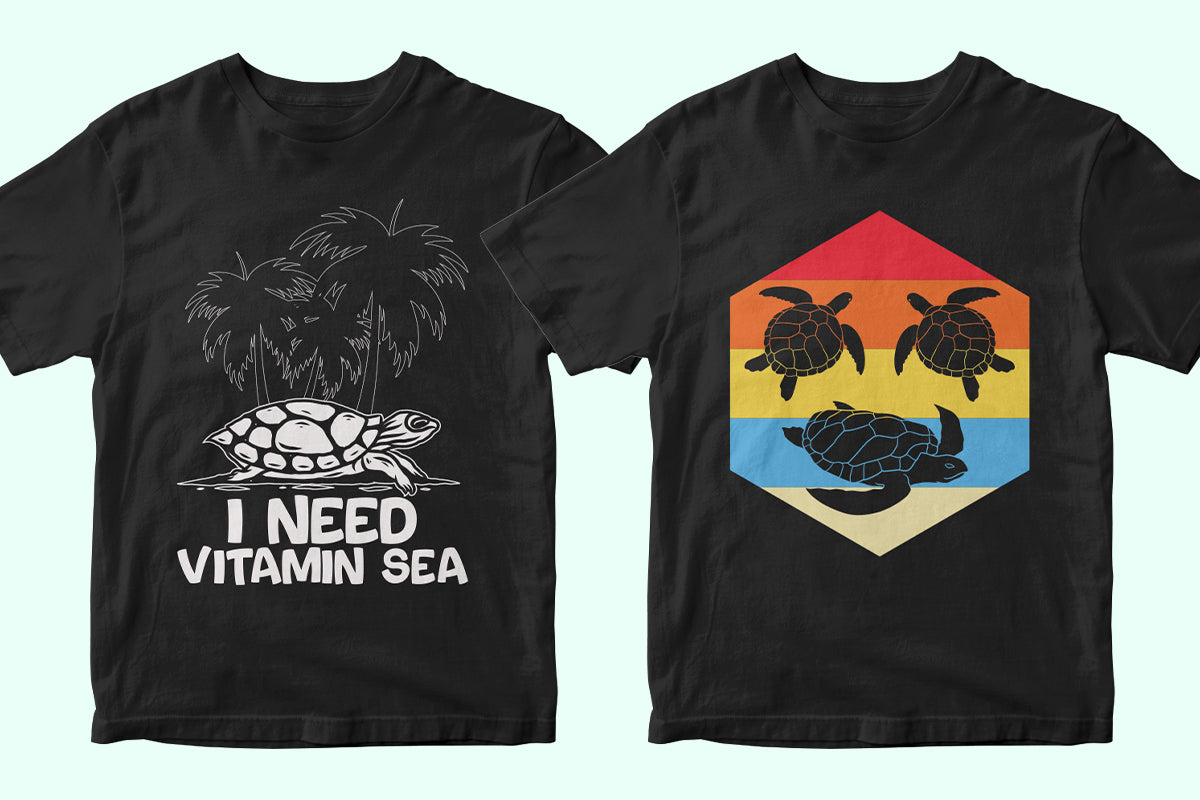 Sea Turtle 50 Editable T-shirt Designs Bundle Part 1