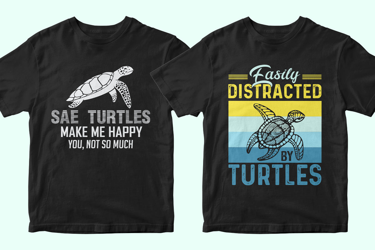 Sea Turtle 50 Editable T-shirt Designs Bundle Part 1