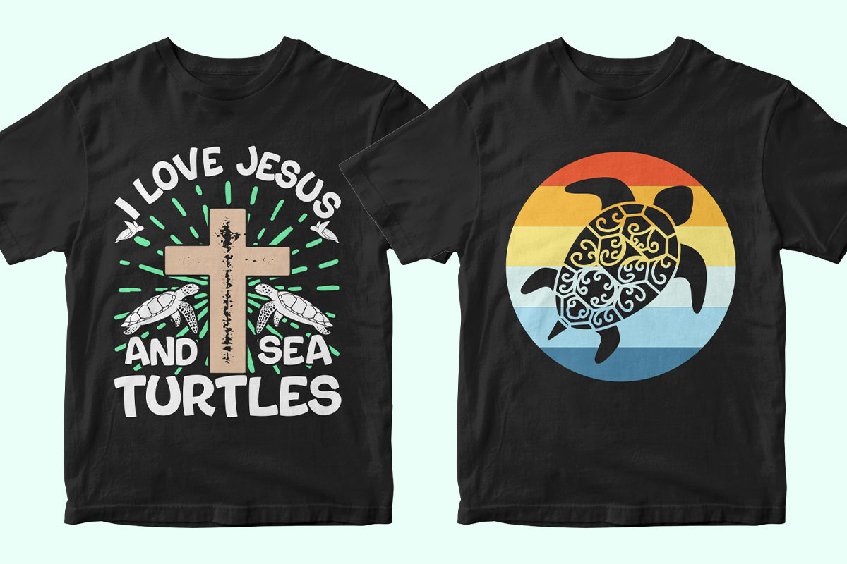 Sea Turtle 50 Editable T-shirt Designs Bundle Part 1