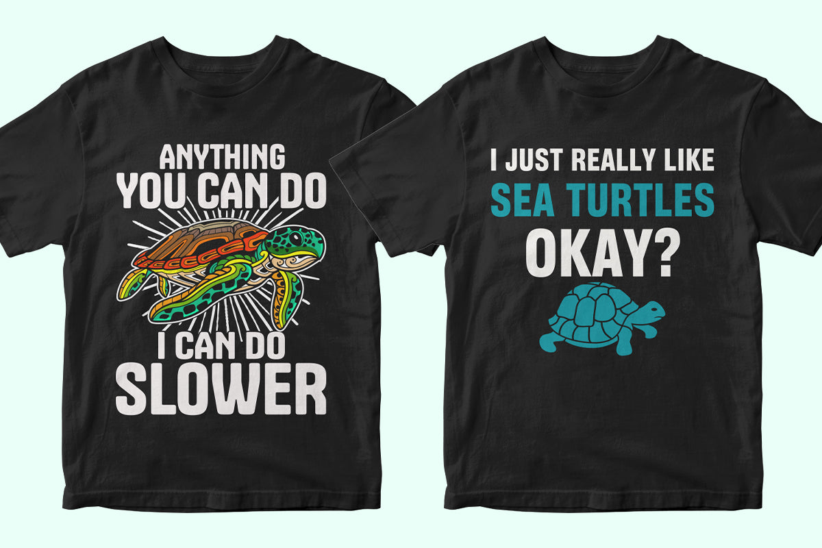 Sea Turtle 50 Editable T-shirt Designs Bundle Part 1