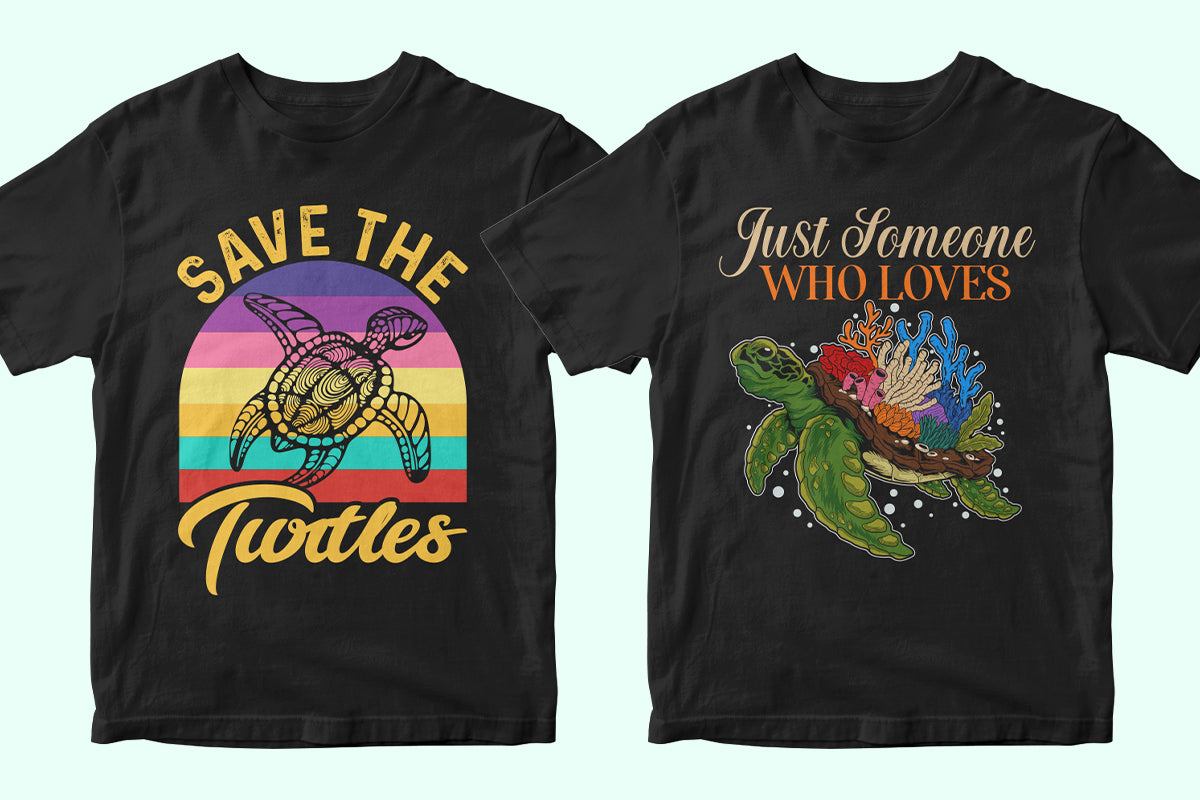 Sea Turtle 50 Editable T-shirt Designs Bundle Part 1