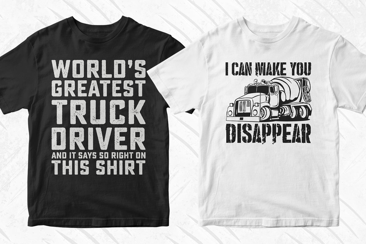 Concrete Truck Driver 50 Editable T-shirt Designs Bundle Part 1