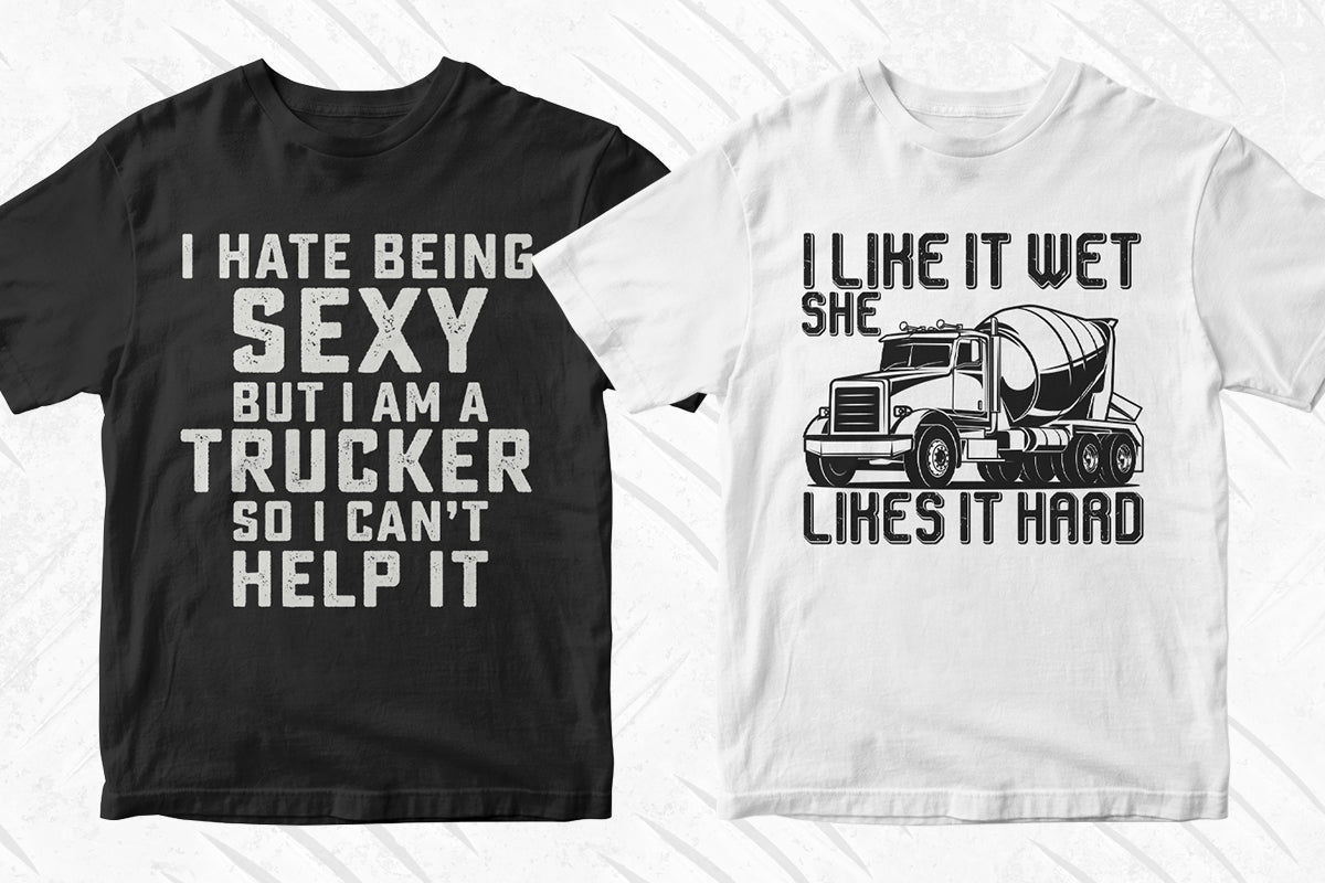 Concrete Truck Driver 50 Editable T-shirt Designs Bundle Part 1